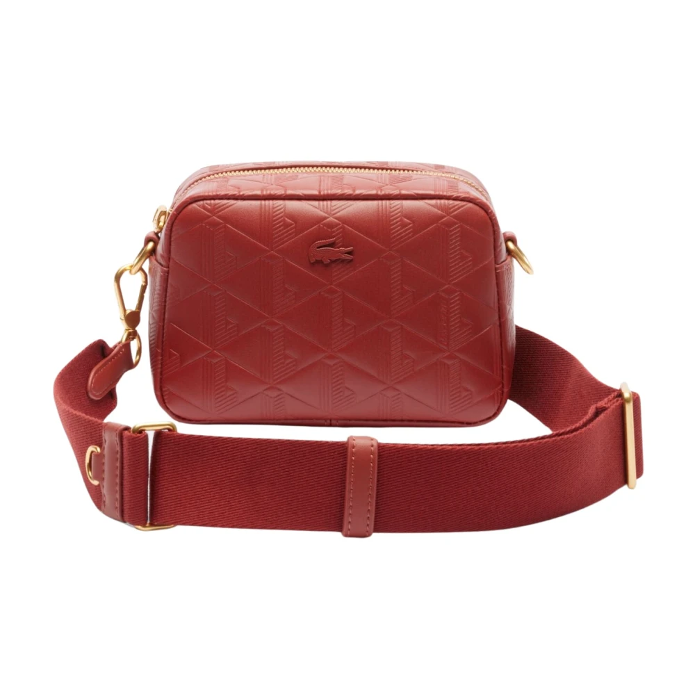 Lacoste Women's Red Cross Body Bags, One Size, Compact Crossover Bag Maheki Embossed Monogram