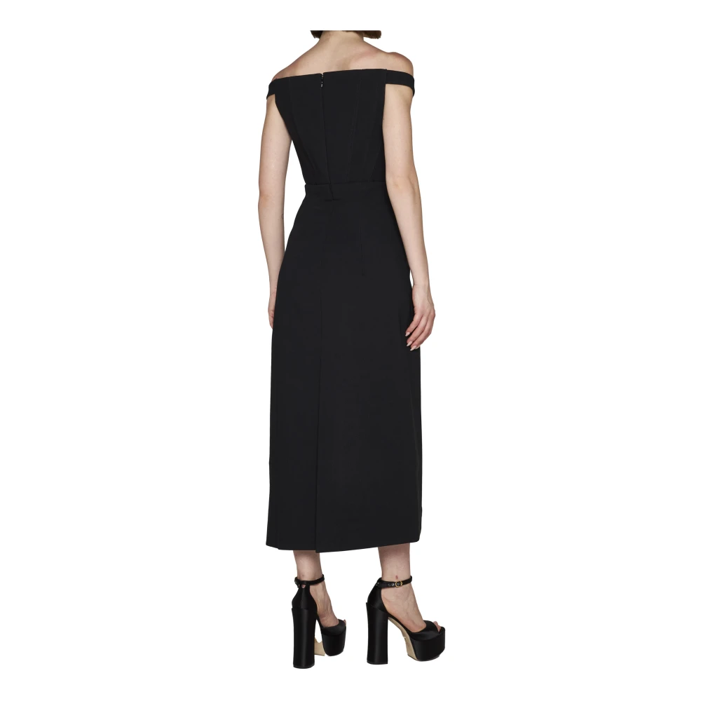 Solace London Zwarte Karter Midi Jurk Black Dames