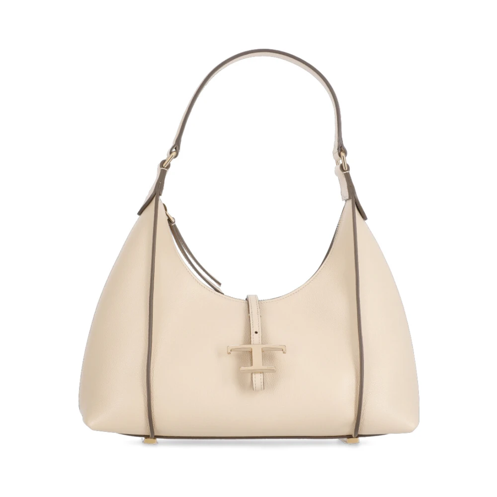 TOD'S Beige Leren Schoudertas Metallic Logo Beige Dames