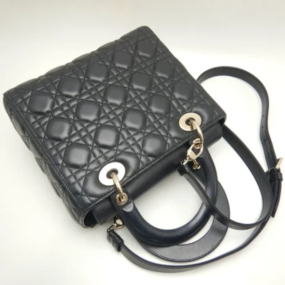 Dior Vintage Pre-owned Leather handbags Black Dames