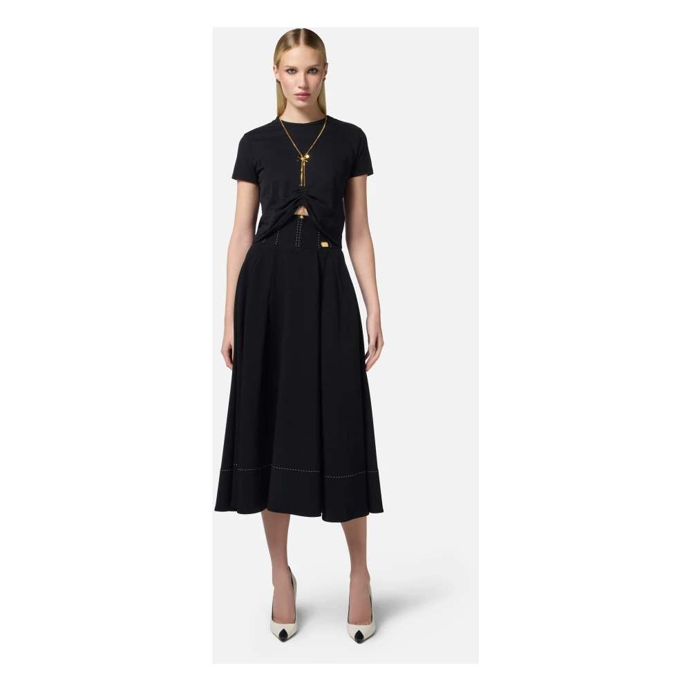 Elisabetta Franchi Zwarte Korte Katoenen Trui Black Dames