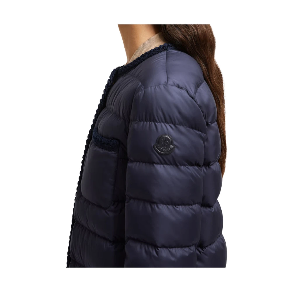 Moncler Lange donsjas marineblauw Modern Elegant Blue Dames