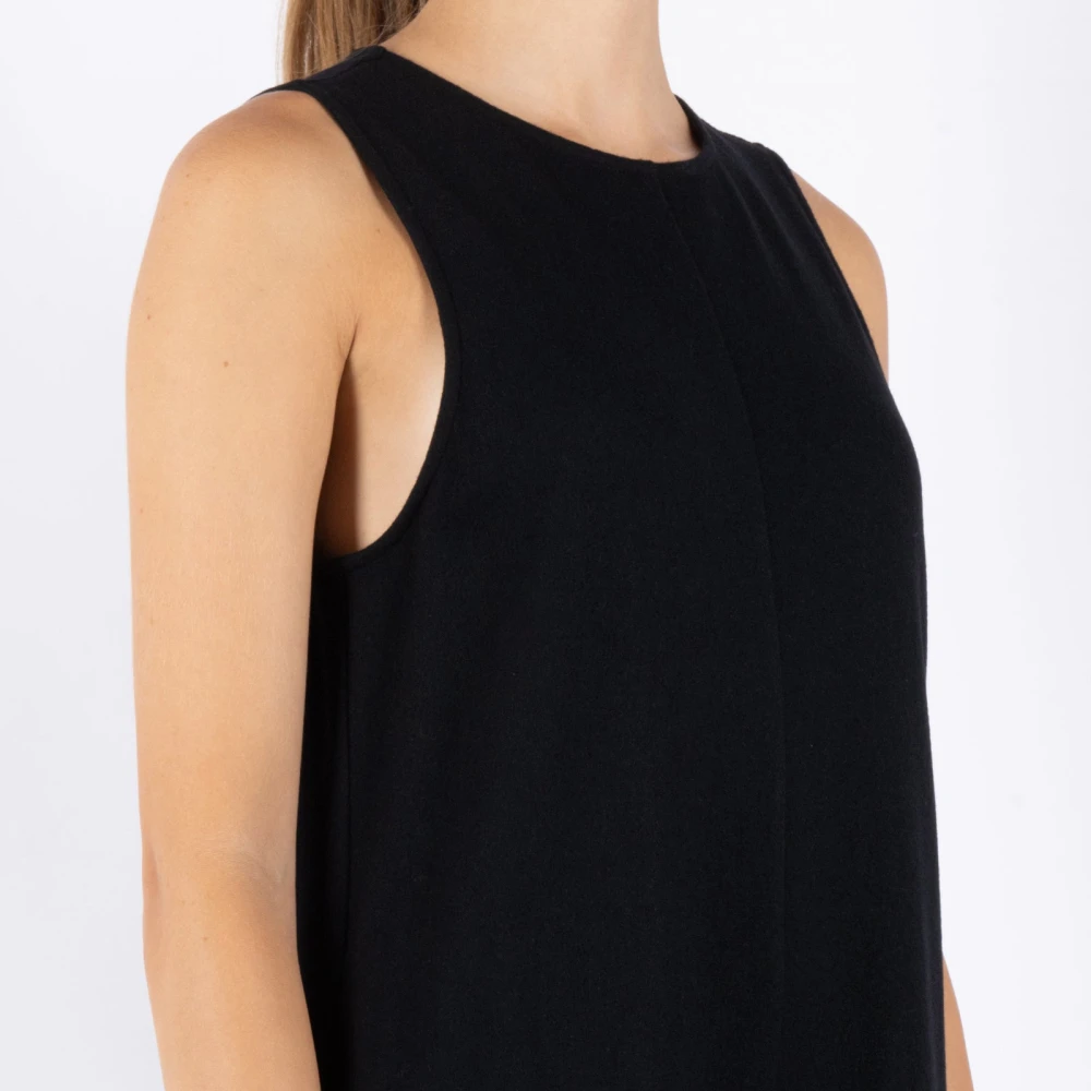 MM6 Maison Margiela Zwarte Wollen Blend Trui Jurk Black Dames
