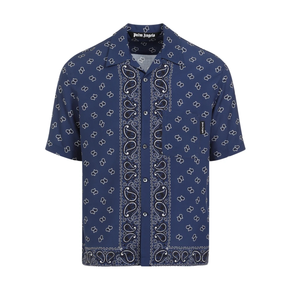 Palm Angels Blauwe Paisley Bowling Shirt Multicolor Heren