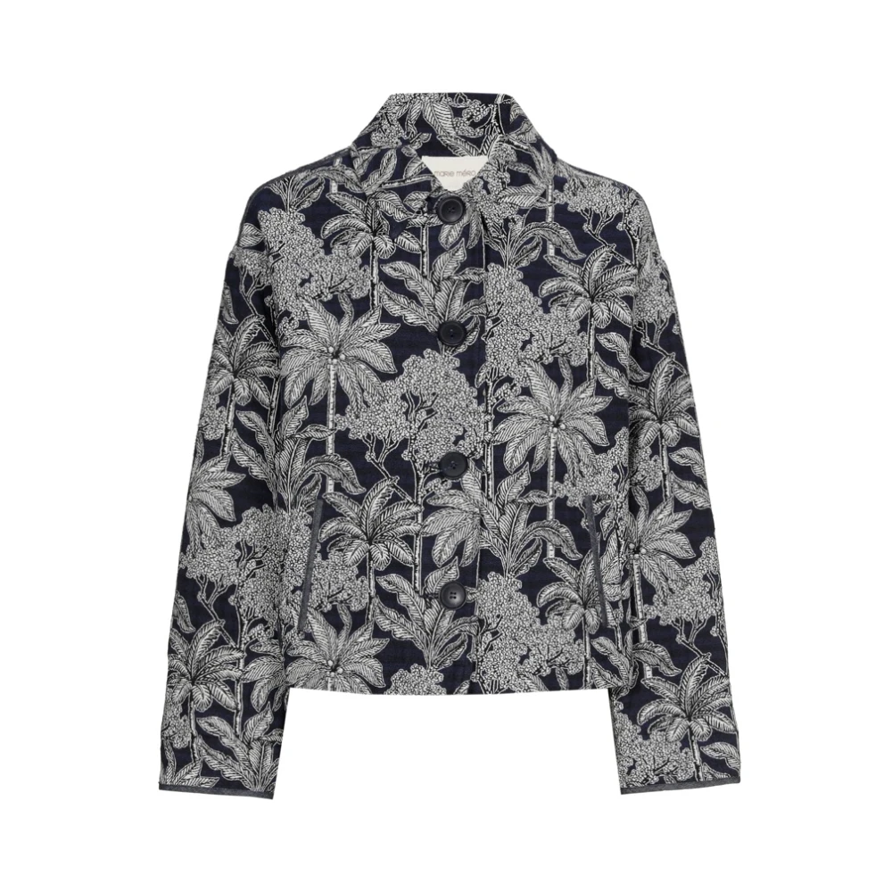 Marie Méro Bloemenprint Oversized Katoenen Jas Blue Dames