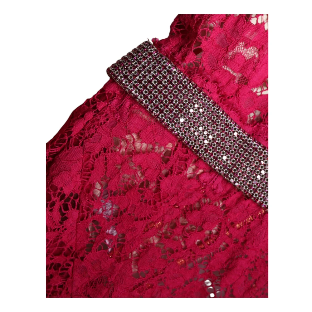 Dolce & Gabbana Roze Kristal Sheath Jurk met Riem Pink Dames