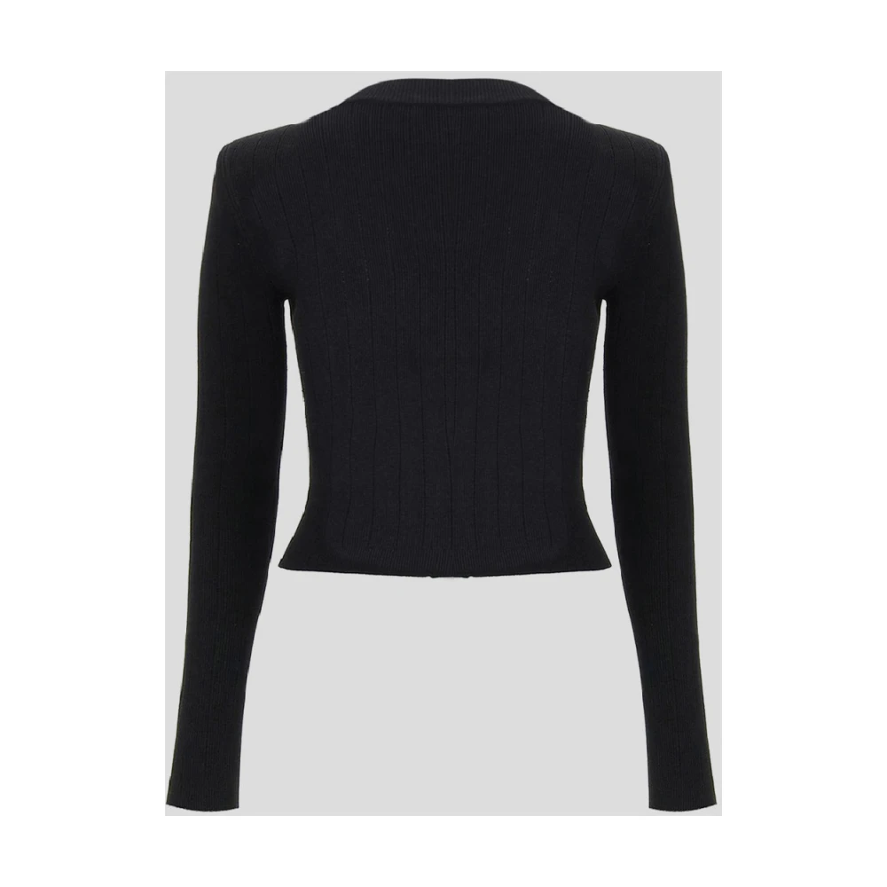 Balmain Geribbelde Viscose Vest Black Dames
