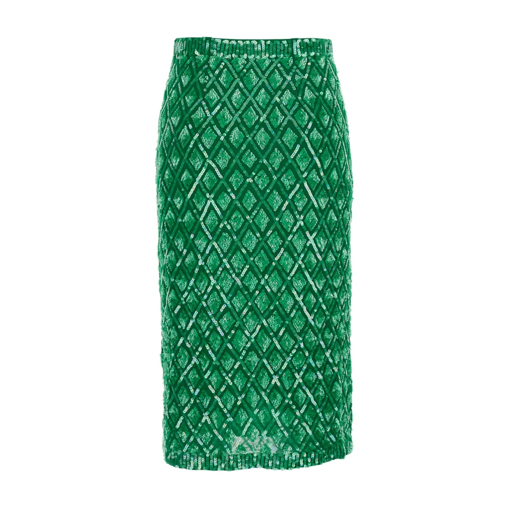 P.a.r.o.s.h. Groene Pailletten Geometrische Rok Vrouw Green Dames