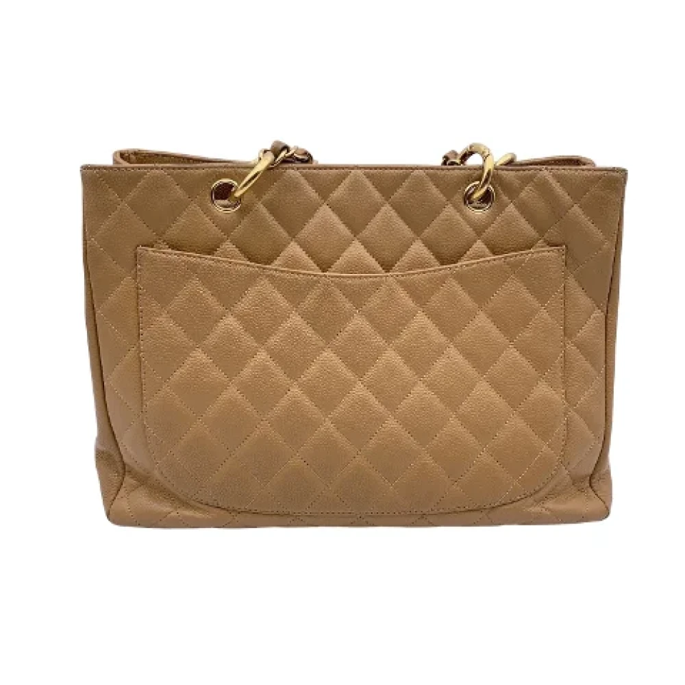 Chanel Vintage Pre-owned Leather totes Beige Dames