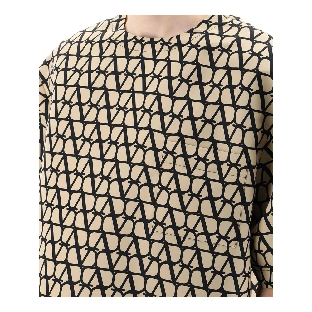 Valentino Zijden Crewneck T-shirt met icoon Brown Heren