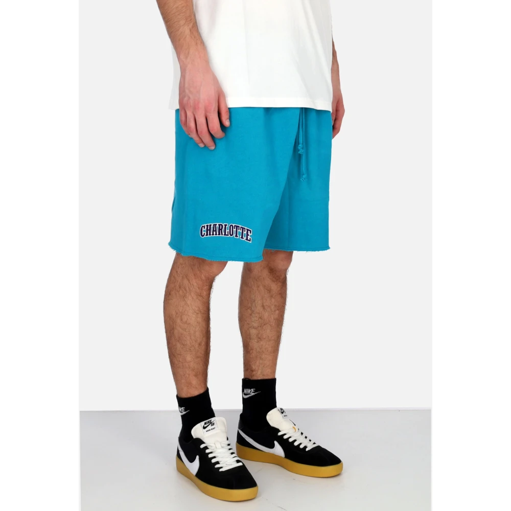 Mitchell & Ness NBA Postgame Vintage Logo Fleece Shorts Blue Heren