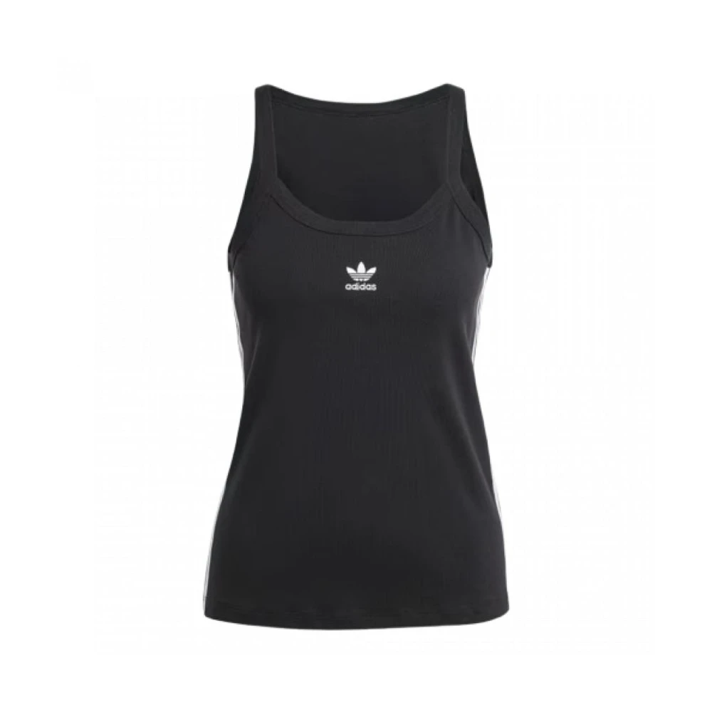 adidas Originals Katoen Ronde Hals Regular Fit Top Black Dames