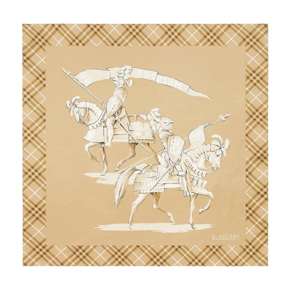 Burberry Women's Beige Silk Scarves, One Size, Ss Horseman Slk Square