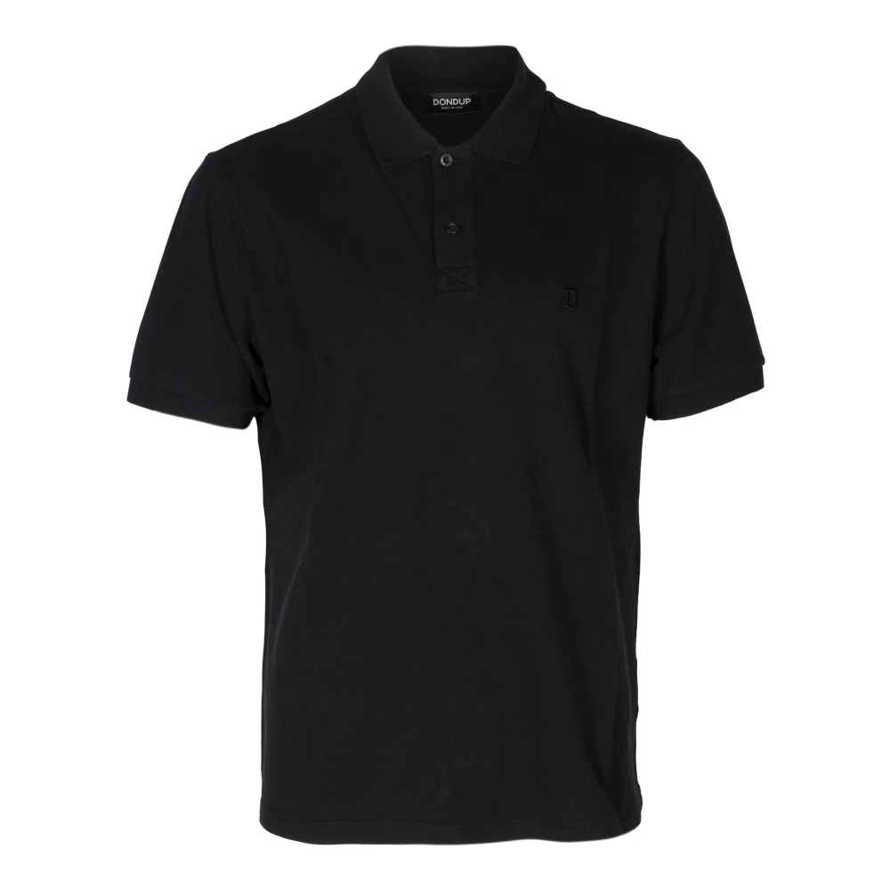 Dondup Uomo Nero Polo In Cotone Con Logo Ricamato