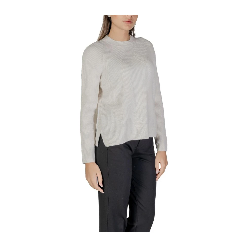 Street One Roomgebreide Katoenmixtrui Beige Dames