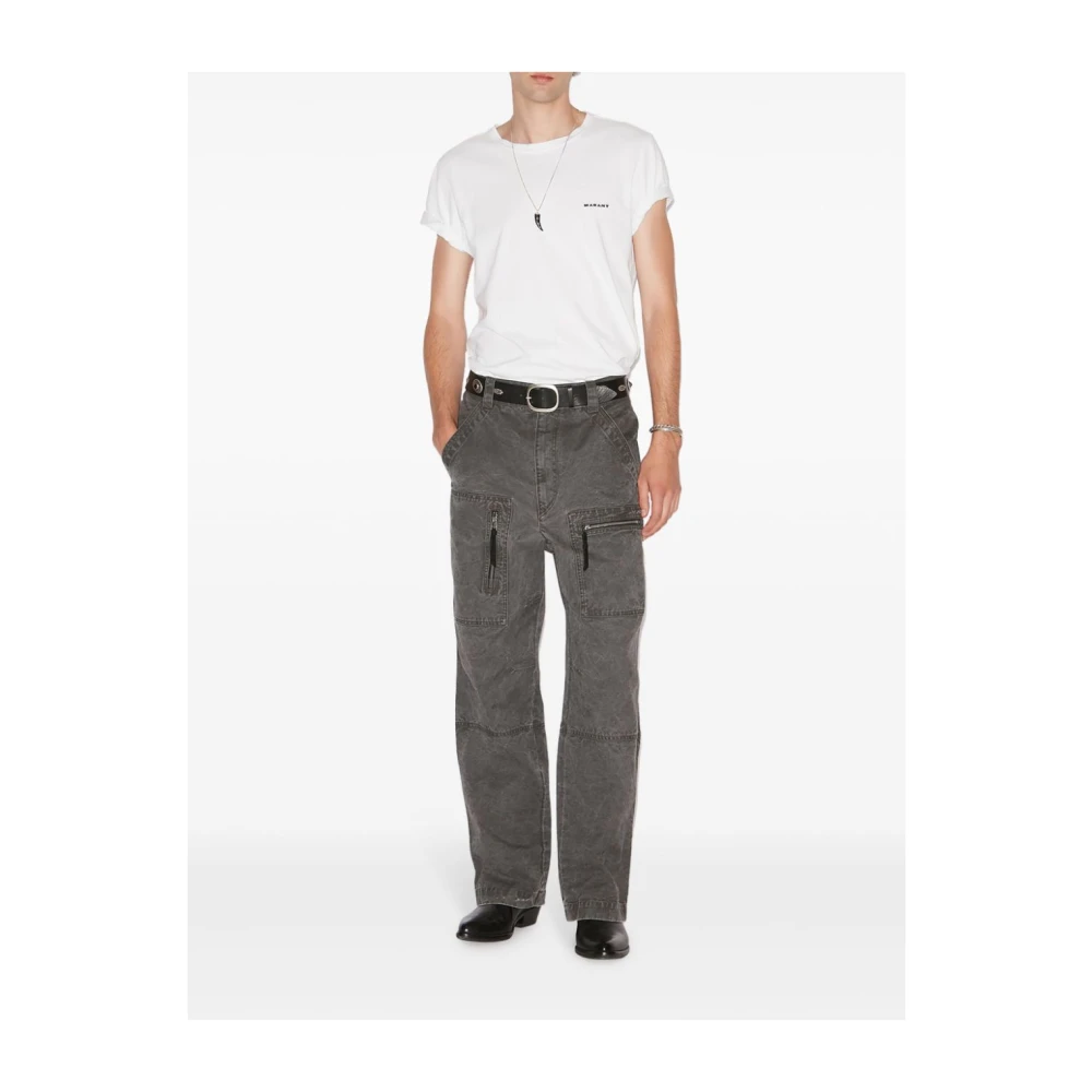 Isabel marant Zwarte Denim Straight Leg Broek Black Heren