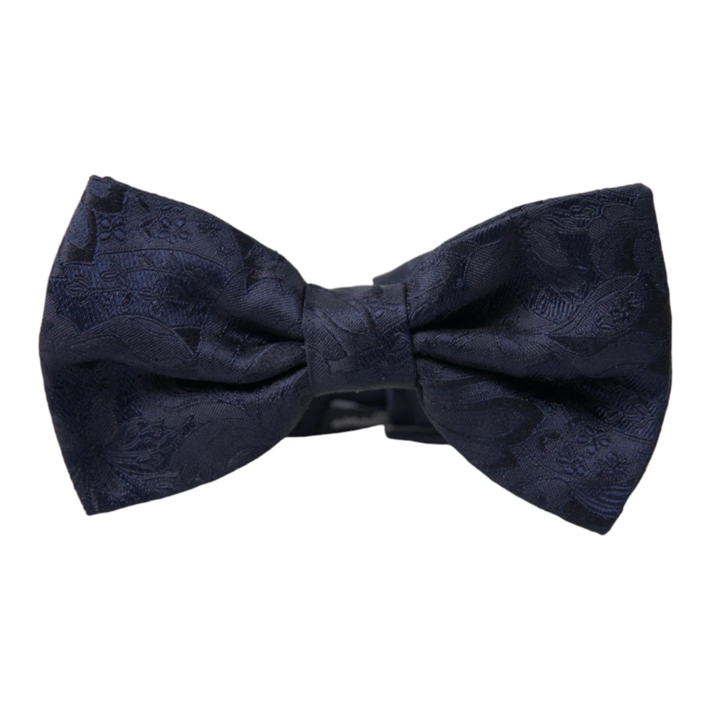 Dolce & Gabbana Elegante Blauwe Zijden Vlinderdas Blue Heren