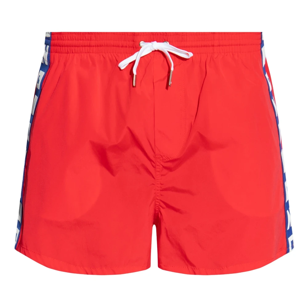 Dsquared2 Logo-Tape Zwemshorts in Klaproos Rood Red Heren