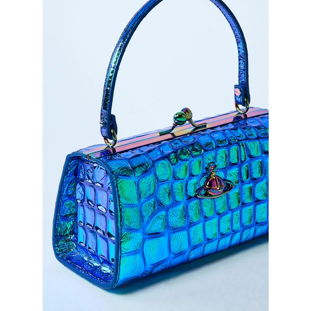 Vivienne Westwood Krokodilreliëf Poppenframe Handtas Blue Dames