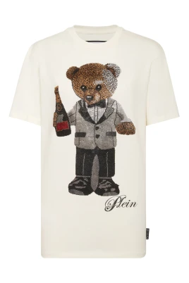 Cotton Fit T-Shirt Teddy Waiter Strass