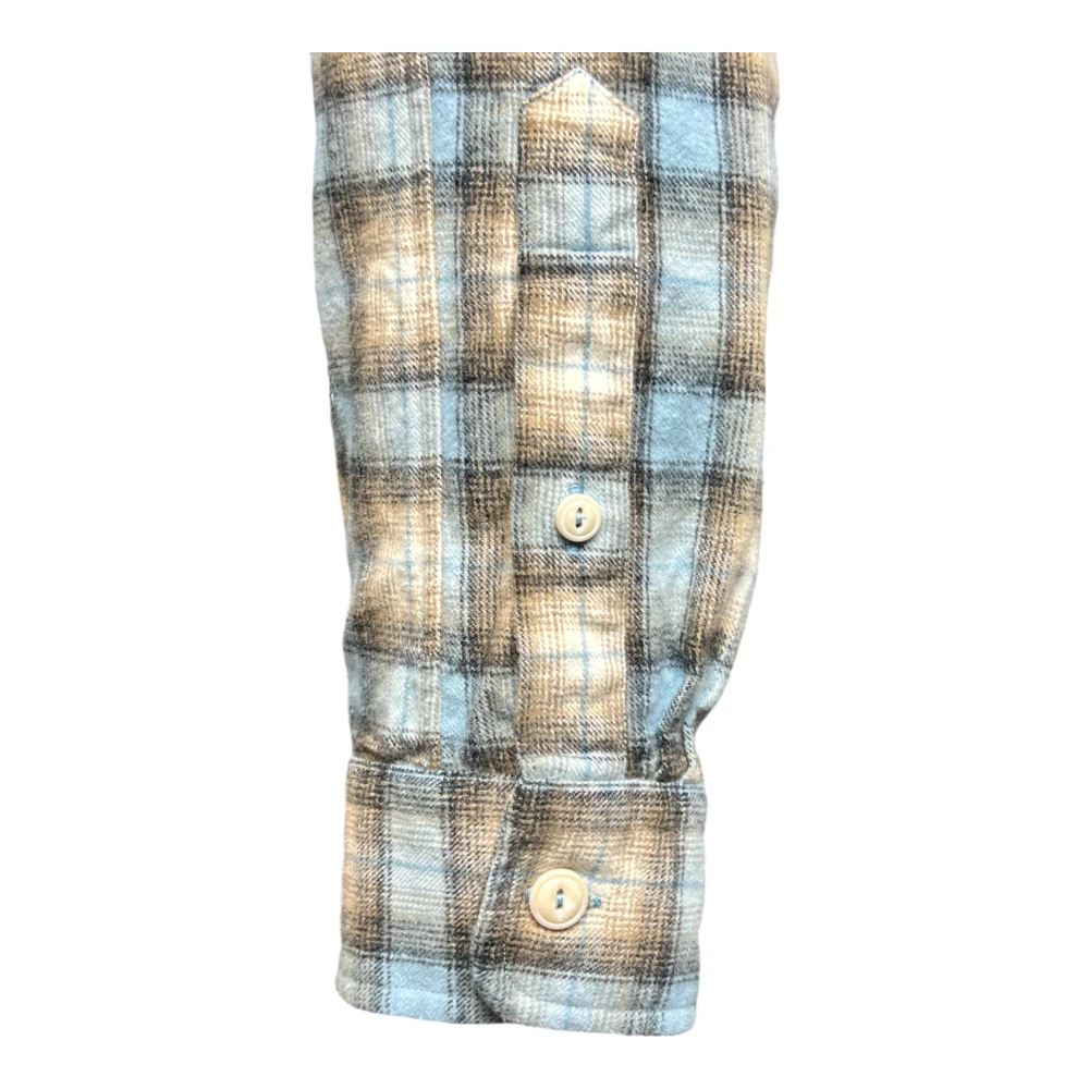 Xacus Flanellen Katoenen Geruite Overhemd Blauw Beige Multicolor Heren