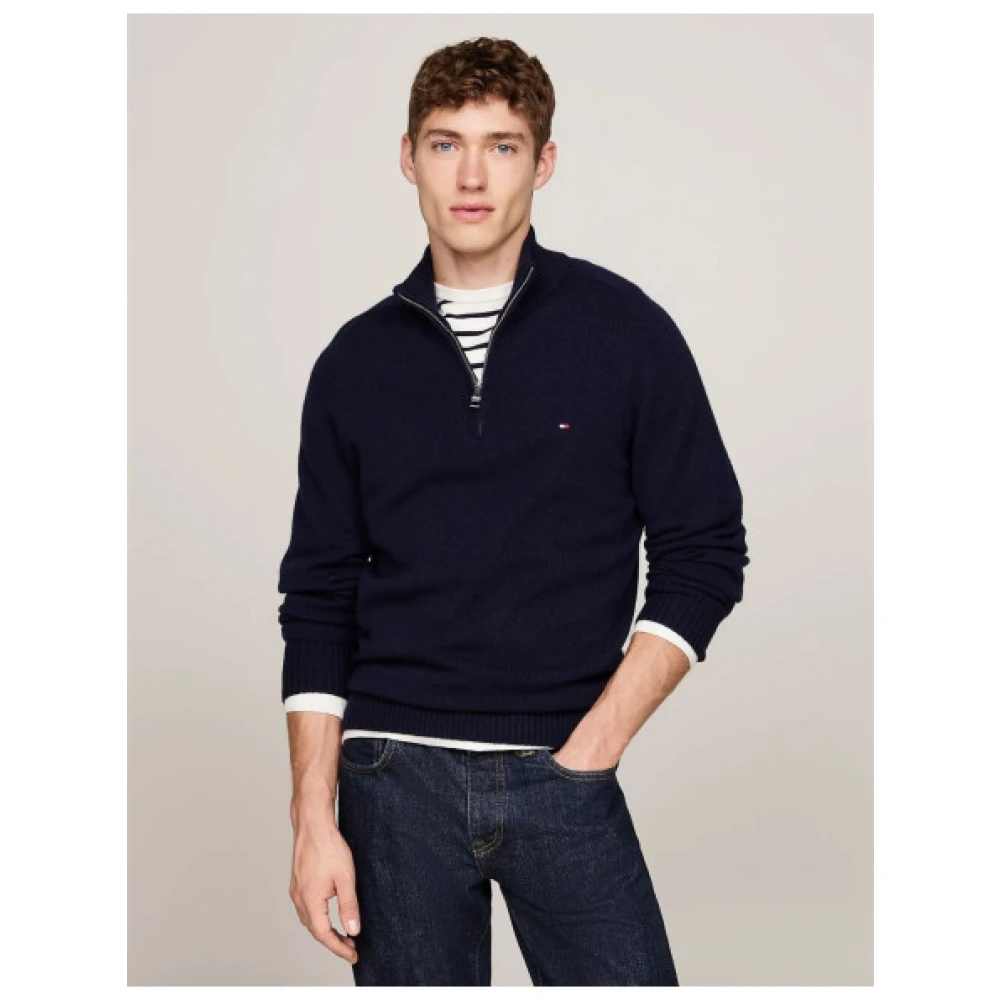 Tommy Hilfiger Wollen half-zip trui Blue Heren