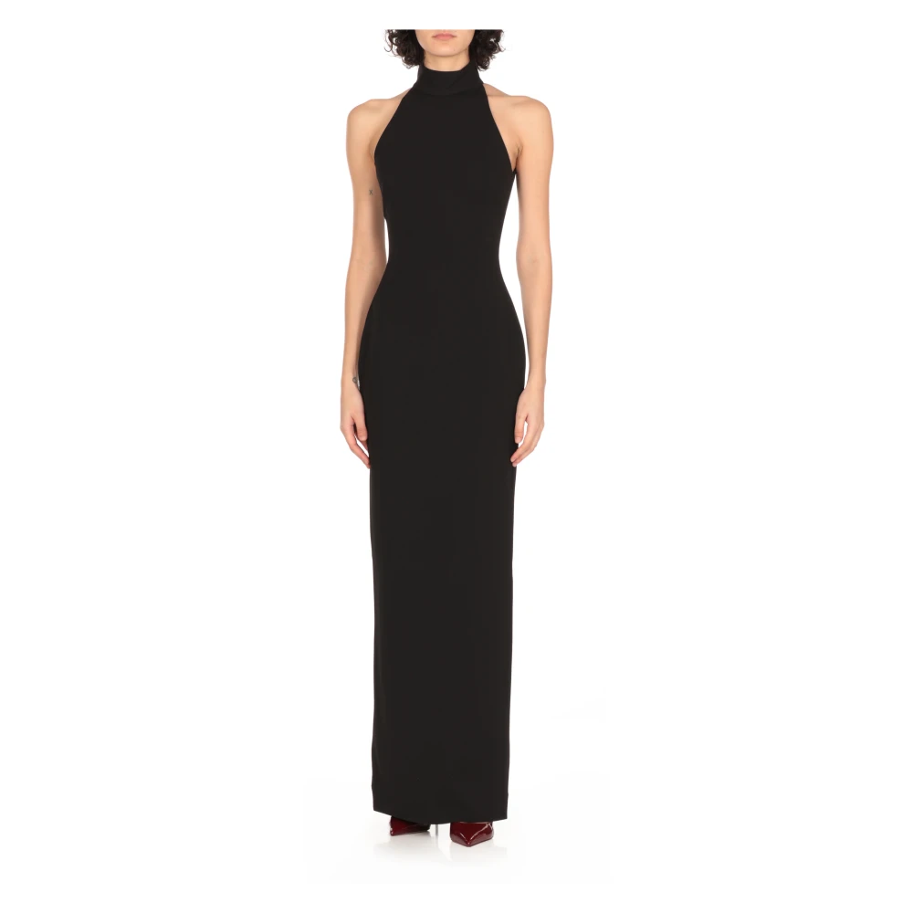 Solace London Zwarte Hoge Hals Mouwloze Jurk Black Dames
