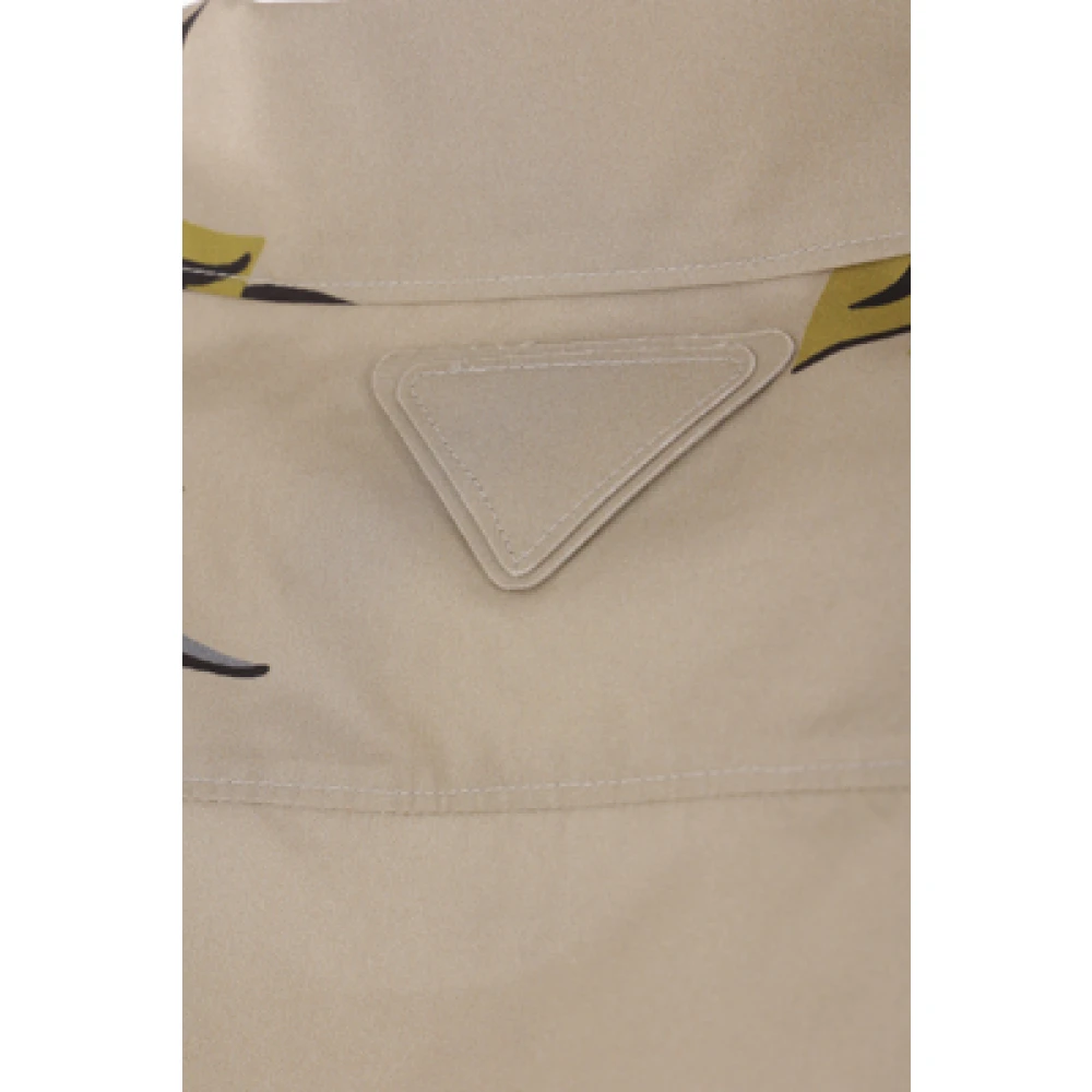 Prada Bloemen Bowling Shirt in Grijs Popeline Multicolor Heren