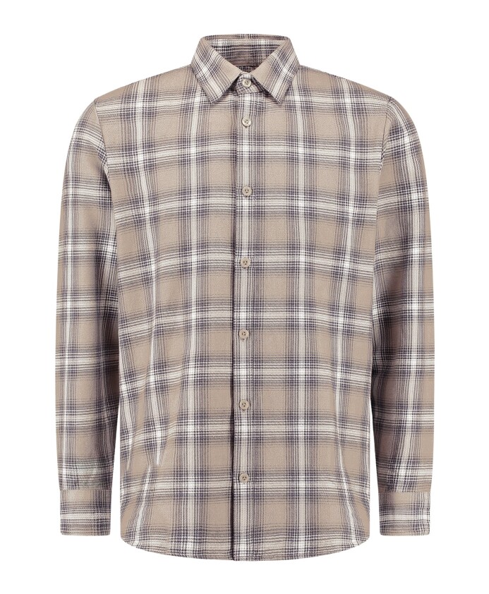 bruin-twill-geruit-overhemd-heren