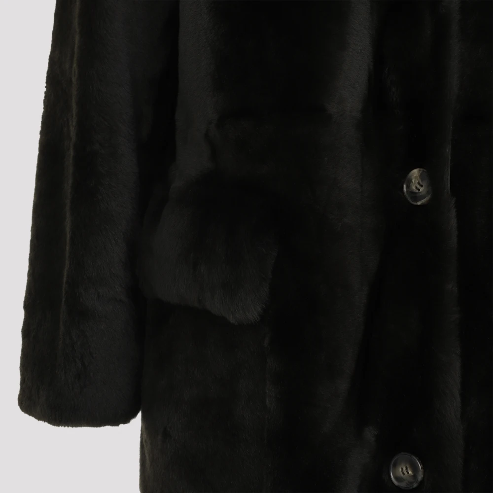 Yves Salomon Luxe Groene Shearling Jas Aw24 Green Dames