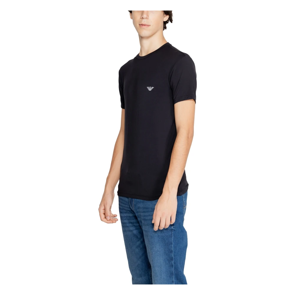 Emporio Armani Zwarte ronde hals T-shirt Herfst Winter Black Heren