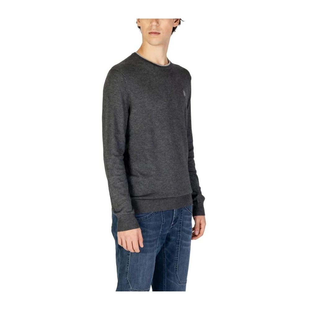U.s. Polo Assn. Grijze Wollen Blend Gebreide Trui Gray Heren