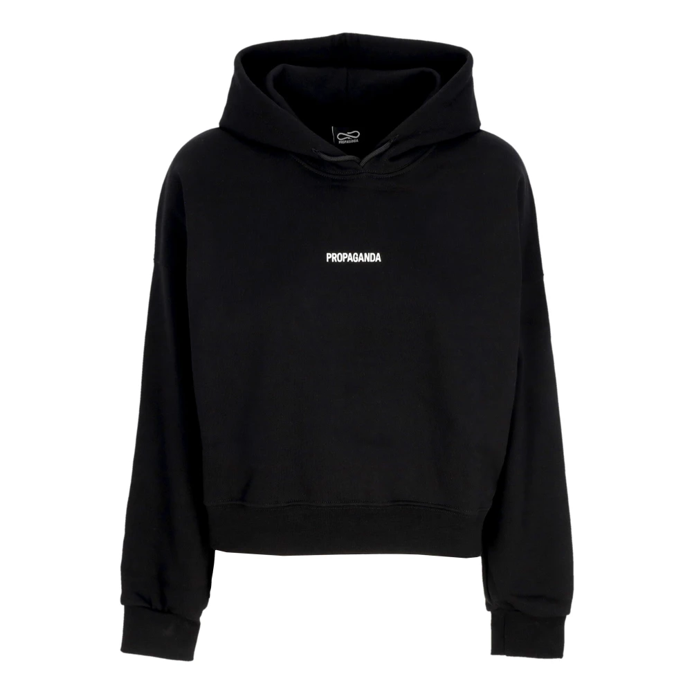 Propaganda Zwarte Croptop Hoodie met Ribbels Black Dames