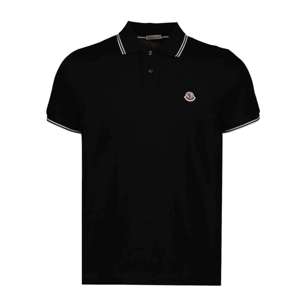Moncler Black Polo Shirts, Male, S, Polo With Piping