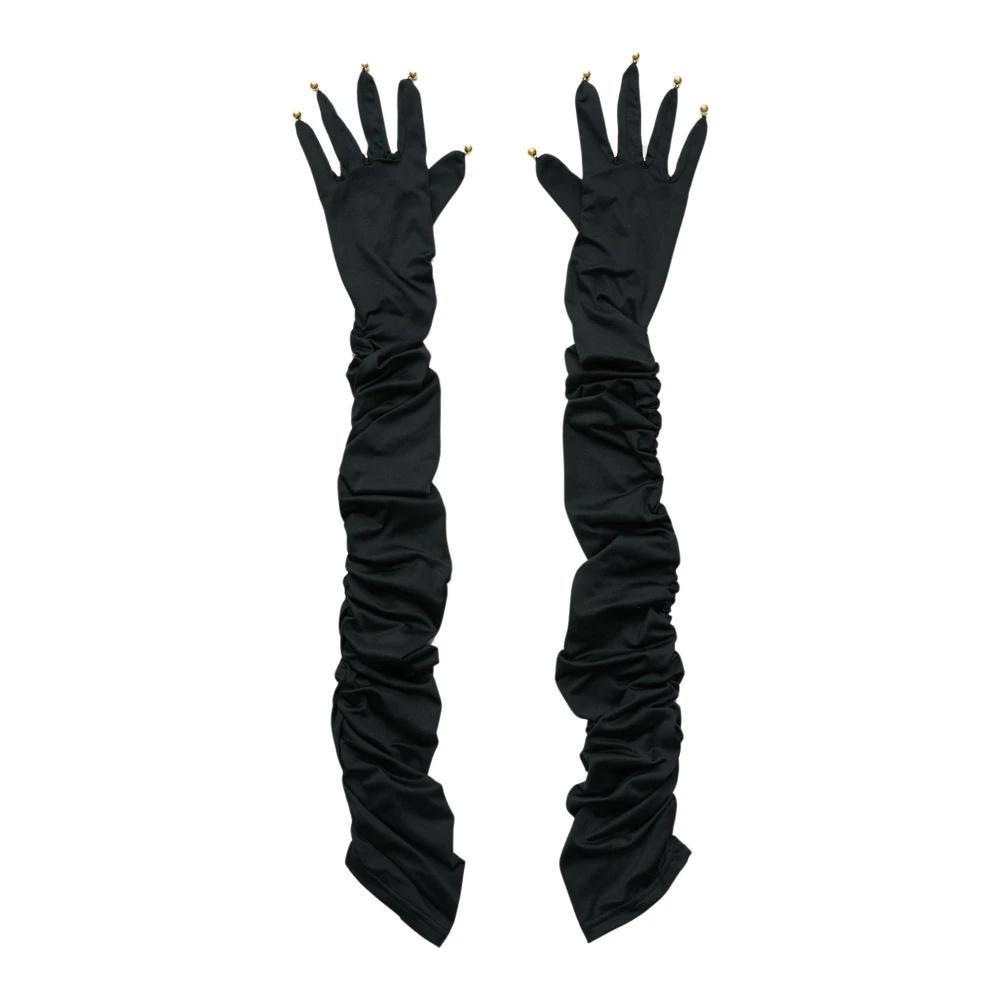 Soulland Elleboog-lange handschoenen met gerimpelde naden Black Dames
