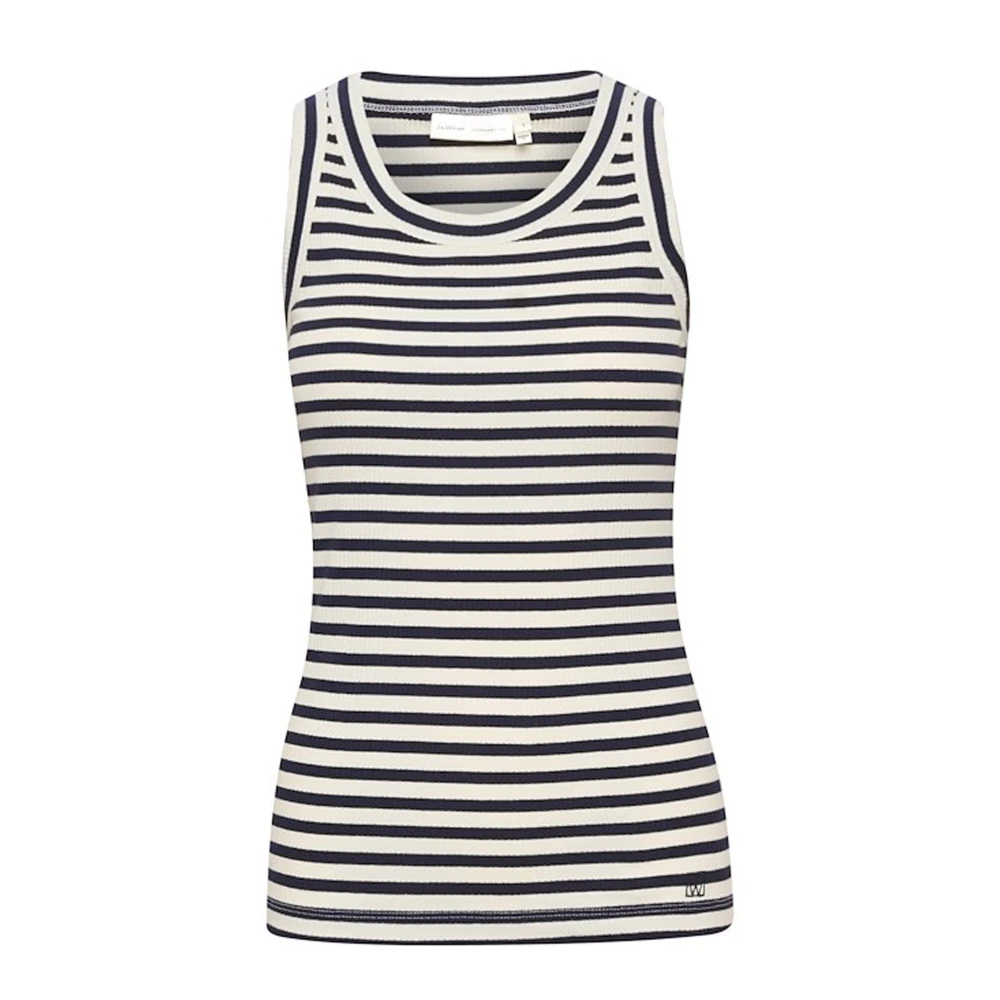 InWear Gestreepte tanktop T-shirt Whisper White Marine Blue Multicolor Dames