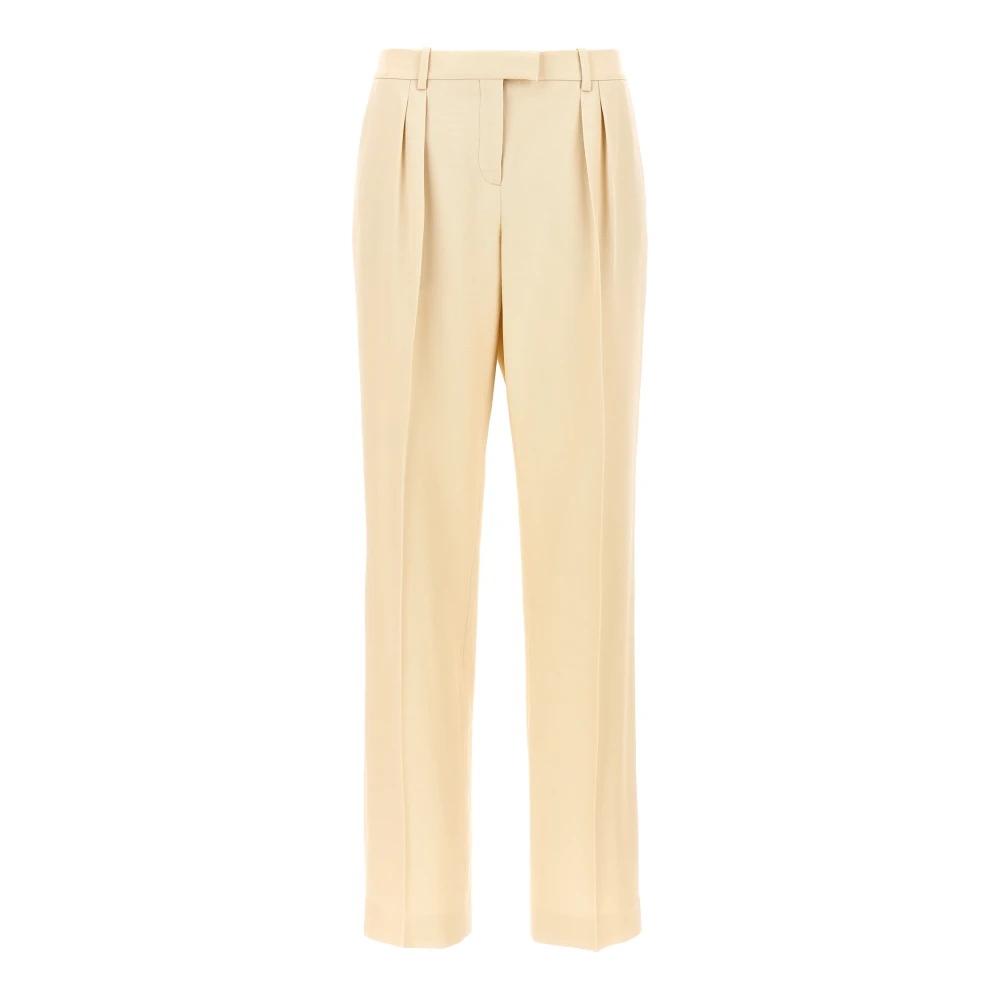 Tom Ford Women's Beige Silk And Wool Twill Tailored Pleated Pants