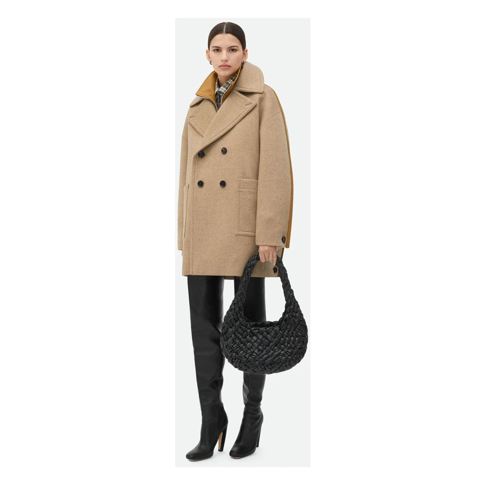 Bottega Veneta Beige Wol Double-Face Jas Beige Dames