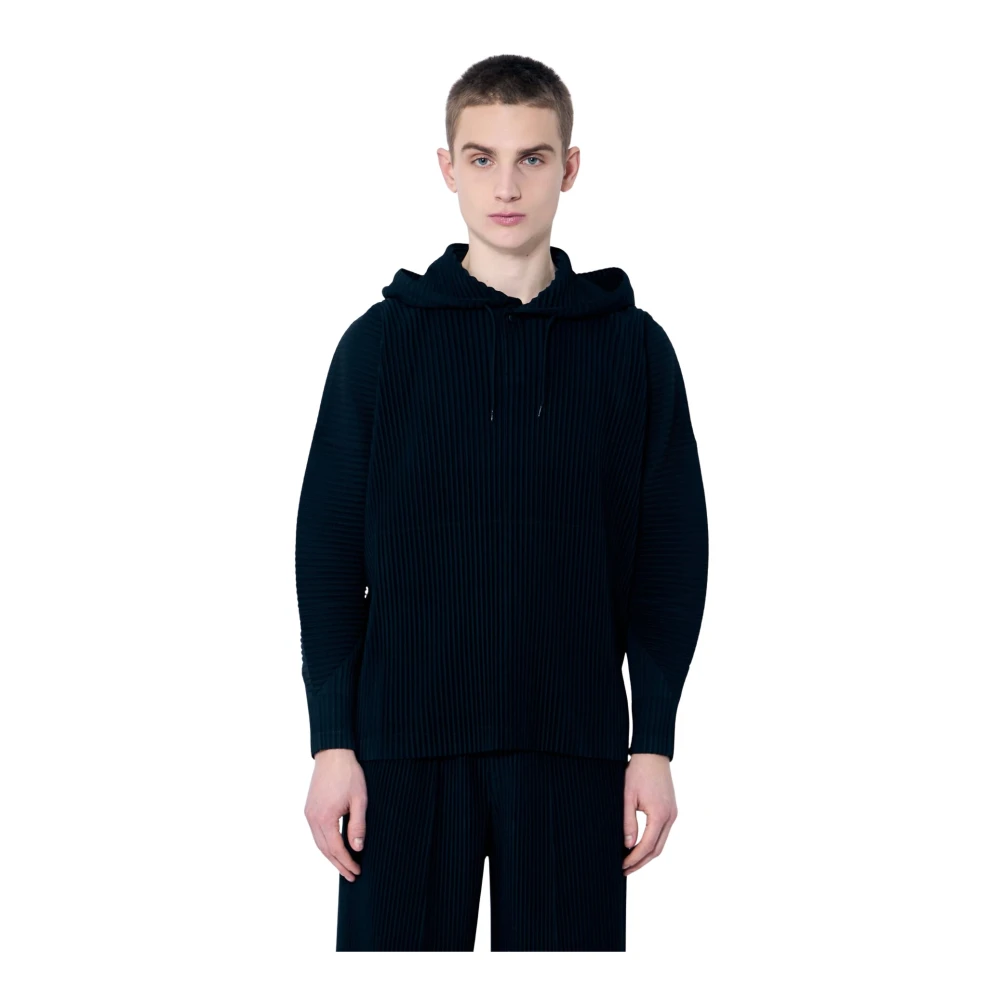 Issey Miyake Geplooide capuchontrui Black Heren