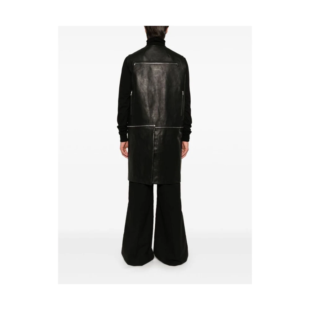 Rick Owens Zwarte Leren Mouwloze Gespjas Black Heren