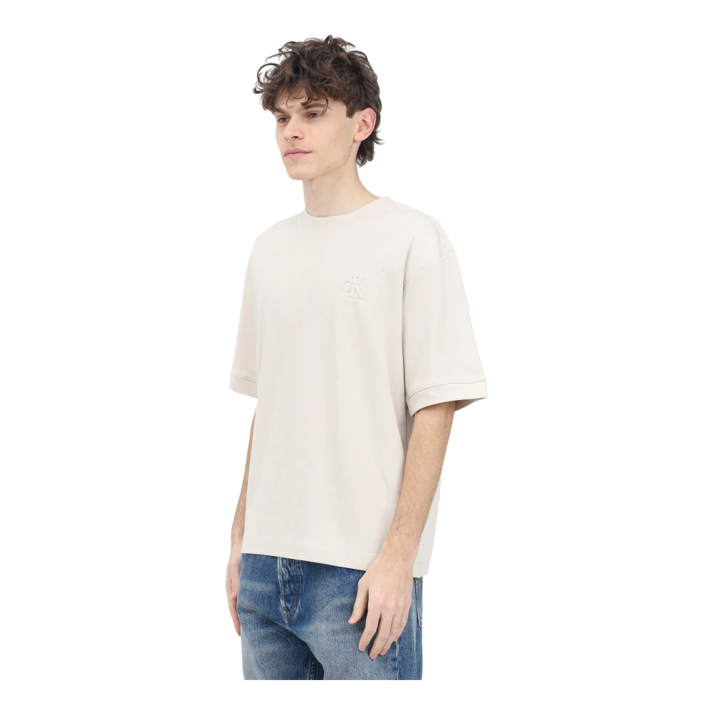 Calvin Klein Jeans Beige T-shirt Korte Mouwen Casual Stijl Beige Heren