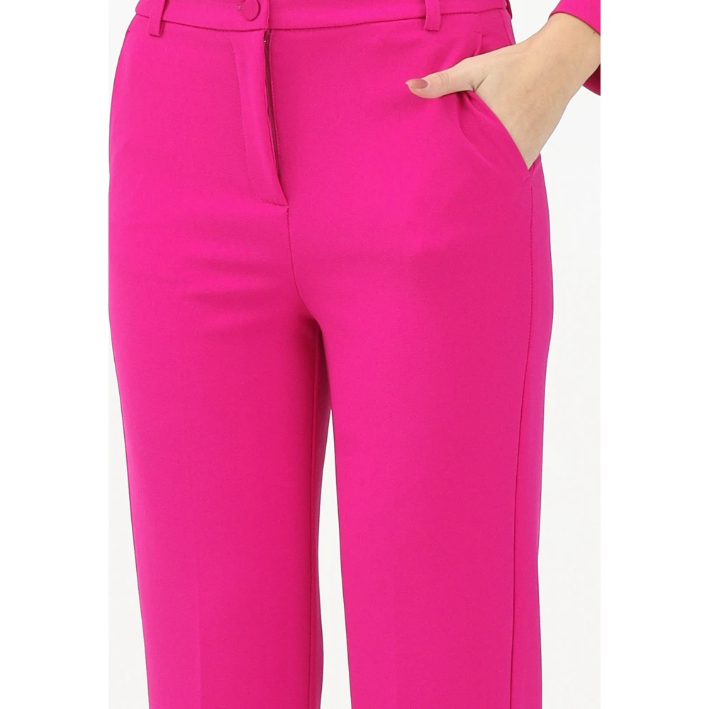ViCOLO Fuchsia Elegant Straight-Cut High-Waist Trousers Pink Dames