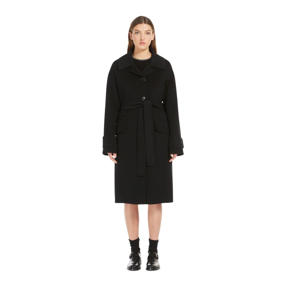 Max Mara Handgemaakte wollen midi-jas Black Dames