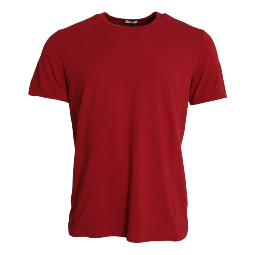 Dolce & Gabbana Rood Logo Borduurwerk Katoen Crew Neck T-shirt Red Heren