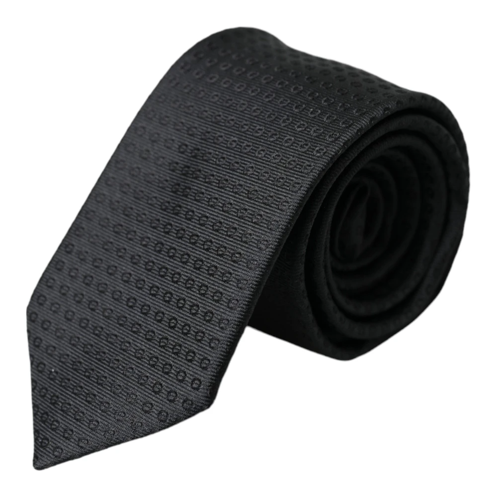 Dolce & Gabbana Staff Patroon Katoenen Stropdas met Gezichtsmasker Black Heren