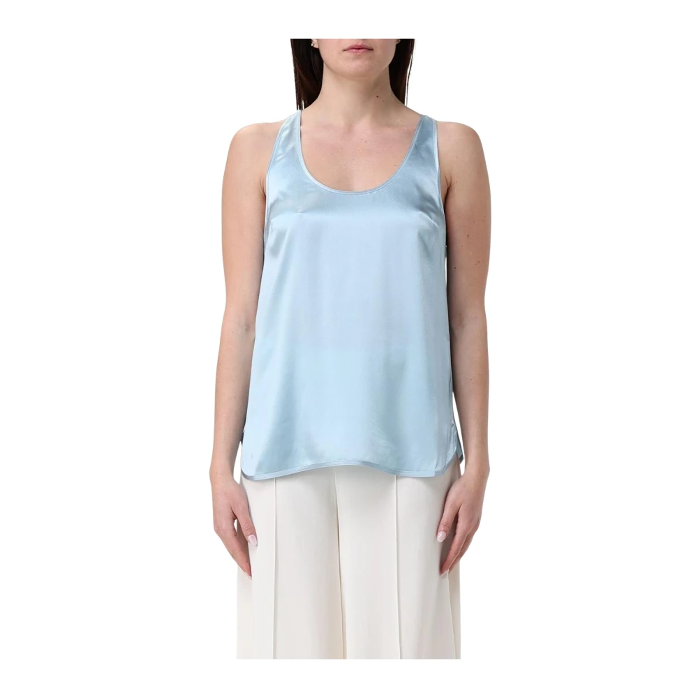 Pinko Women's Blue Sleeveless Tops, S, Silk Cami Top