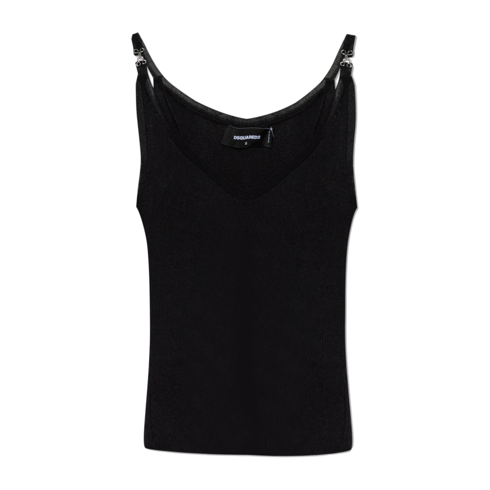 Dsquared2 Geribbelde Top Black Dames