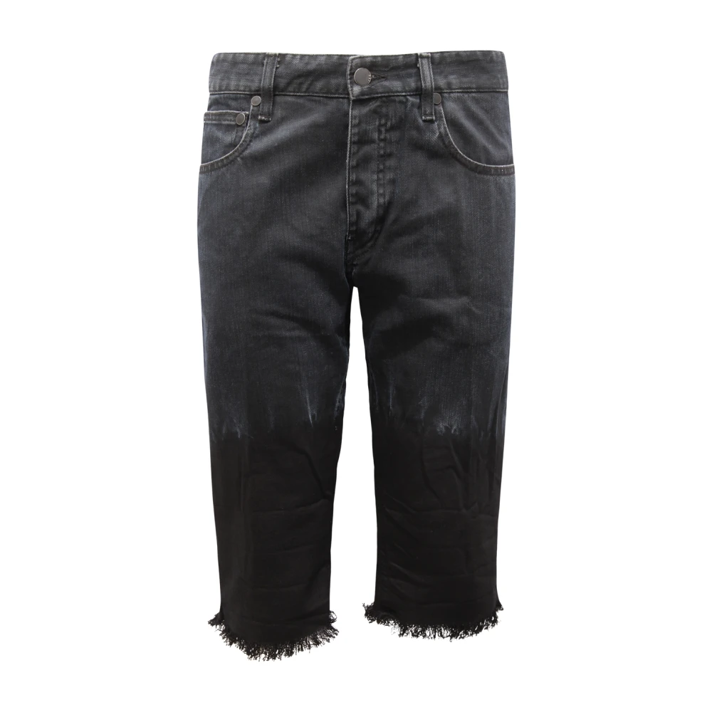 Raf Simons Black Cropped Trousers, Male, W30, Bermuda Denim Shorts In Blue