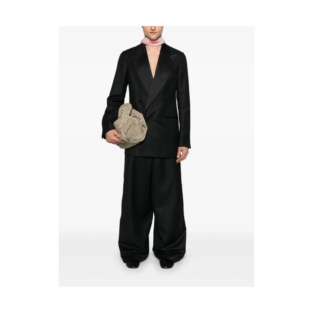 Dries Van Noten Zwarte broek met knopen en zakken Black Heren