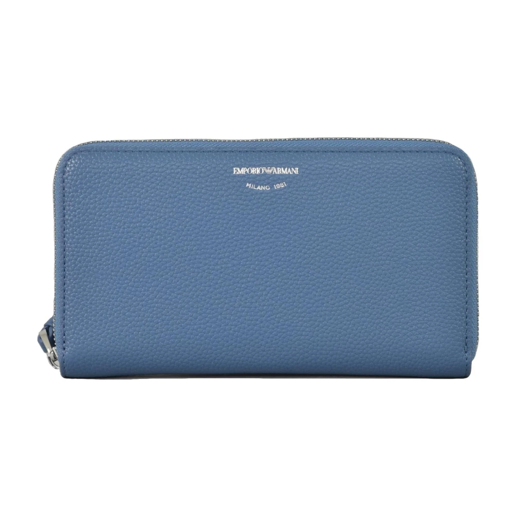 Emporio Armani Leren Portemonnee Blue Dames